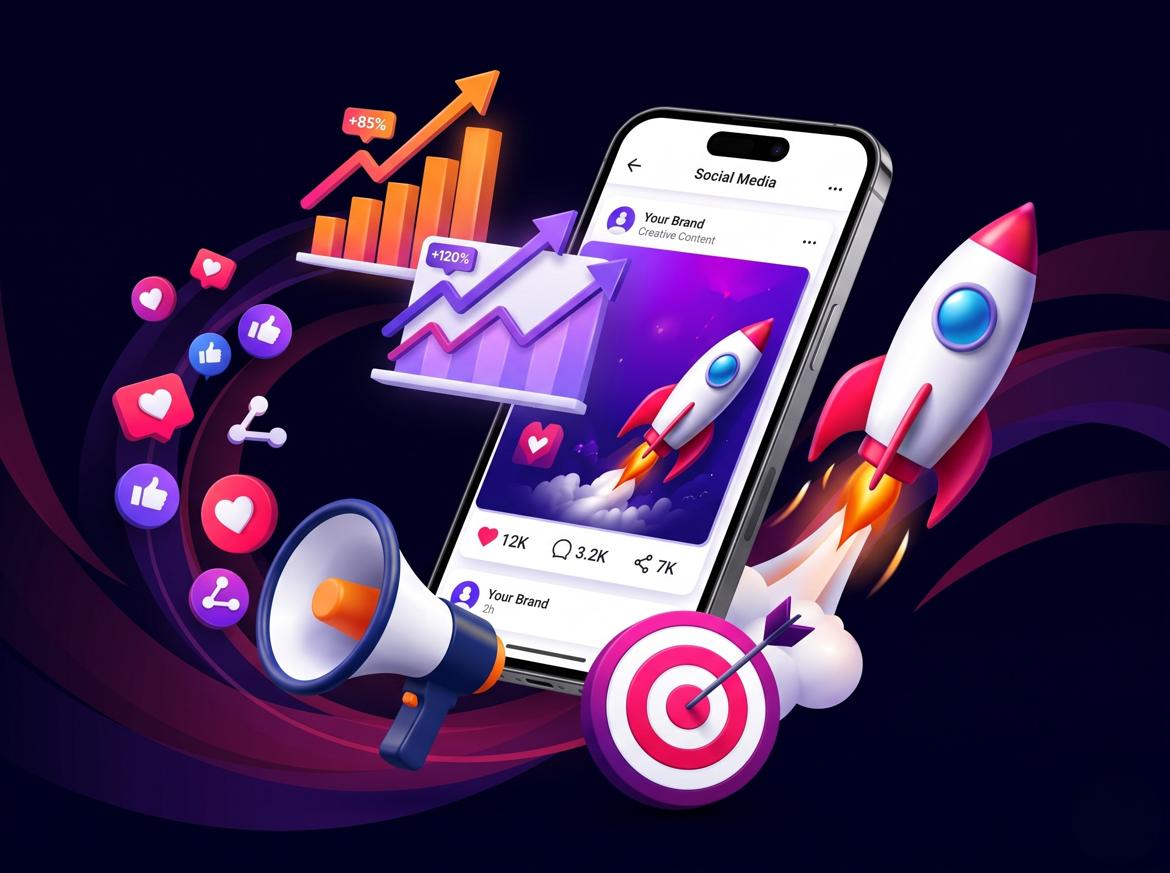 Social media growth illustration